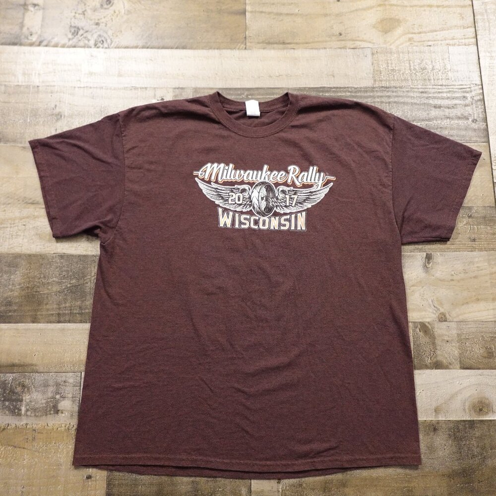 Milwaukee motorcycle rally shirt men's 2XL heather brown 2017 biker